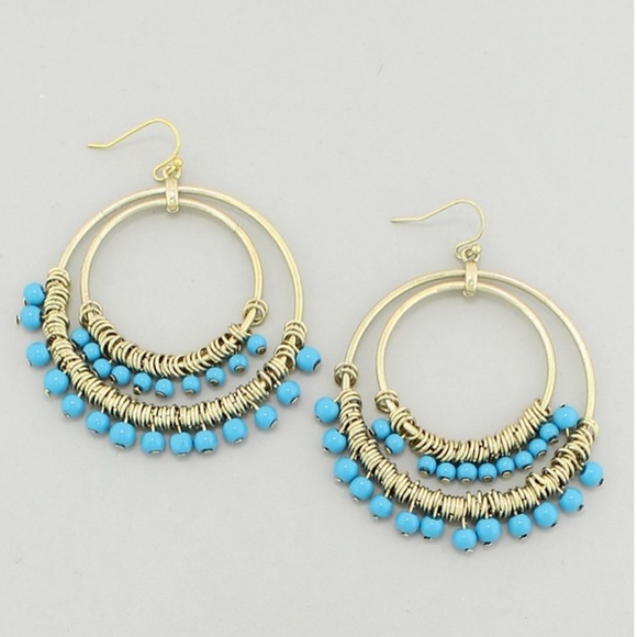 Turquoise Statement Hoop Earrings (pierced)
(New) - Picture 2 of 3